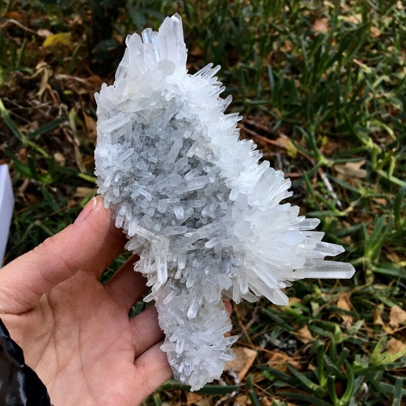Quartz Crystals after Spharelite with Long Sharpy Crystals Cluster Specimen