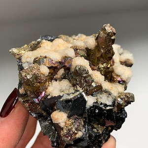 Rainbow Chlacopyrite with Sphalerite, Calcite !! *
