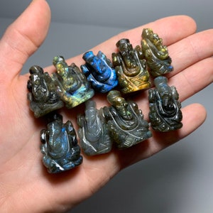 Beautiful Labradorite Set of Ganesha Crystal Sculptures !!!