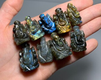 Beautiful Labradorite Set of Ganesha Crystal Sculptures !!!