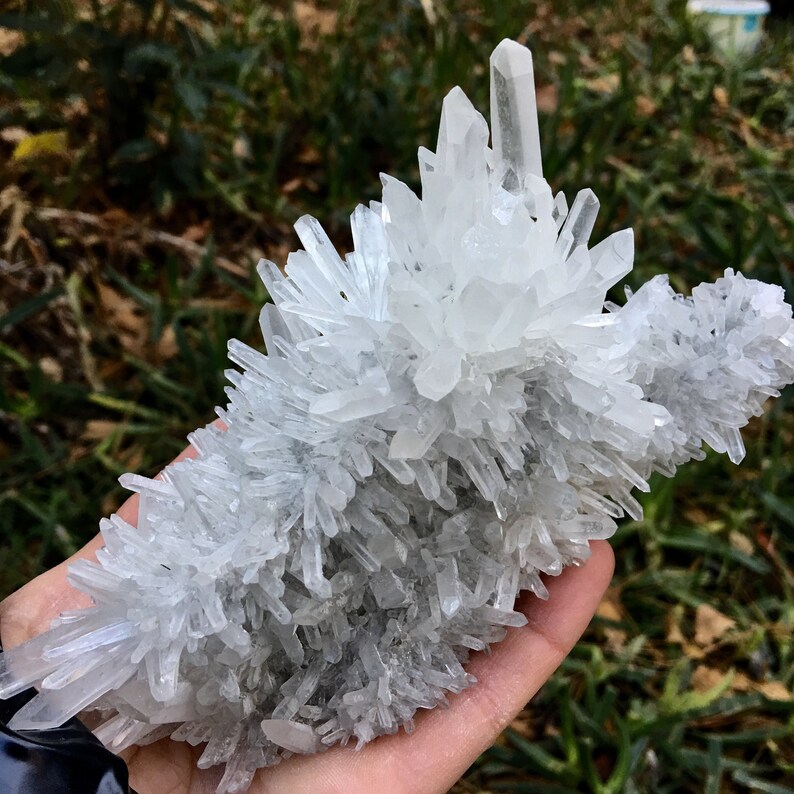 Quartz Crystals after Spharelite with Long Sharpy Crystals Cluster Specimen