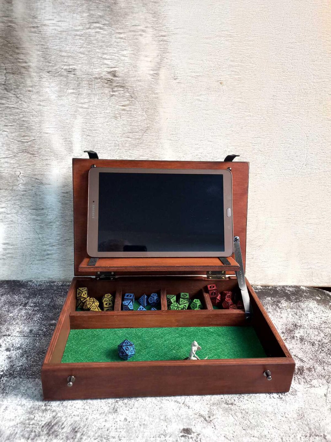 Tablet Organizer for Rpg Play Online Dice Wooden Box Machahon With ...