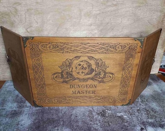 DM Screen Atmospheric Wooden Dungeon Screen Custom Quality Engraved Dungeon Master Dnd Vintage Style Personalization Unique Design Engraving