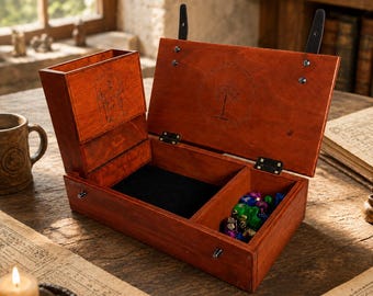 Organizador de dados de El Señor de los Anillos para D&D, regalo premium para Dungeon Master, caja de almacenamiento de dados de madera para juegos de rol, artefacto de mesa de fantasía LFT01