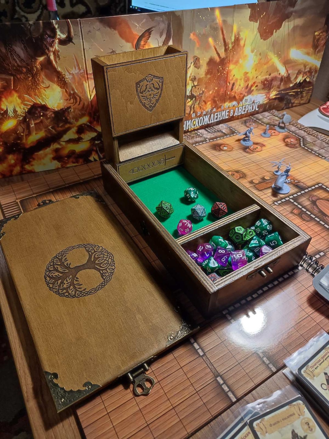 Custom Dnd Vault for Dice in Burn Old Wood Style, Dnd Dice Case