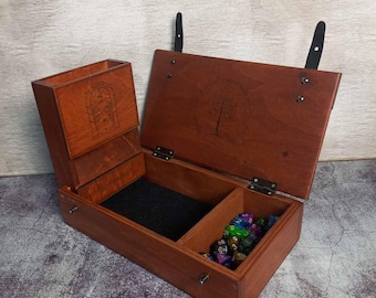 Middle-earth board game gift  logo Tray and Tower Handmade Custom Engraving Dice  Engraving Dice Tray  lord of the ring custom Best Dnd Gift
