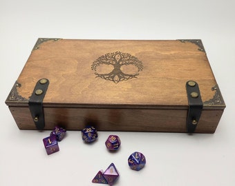 Yggdrasil Dice tray Brown Dice box  and Tree of Life /Customization box only. Your company logo