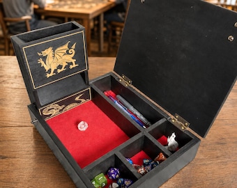 Premium Dice Organizer with Dice Tower for DND and Daggerheart RPG Tabletop Gaming Station Gift for Dungeon Master