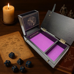 Dice Tray and Tower Custom Quality Engraving Picture and Colors Handmade Wooden Unique Personalized Option Dice Storage Role Playing Games