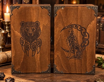 Personalized Dice Cabinet, Premium DnD Dice Storage with Magnetic Trays, Matching RPG Gift for Two, Custom Engraved Gamer Gift