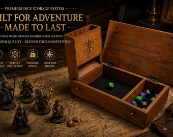 Dungeon Master Gift, DnD Dice Tower and Tray Set, Personalized Wooden Dice Storage Box, Tabletop RPG Gaming Accessory