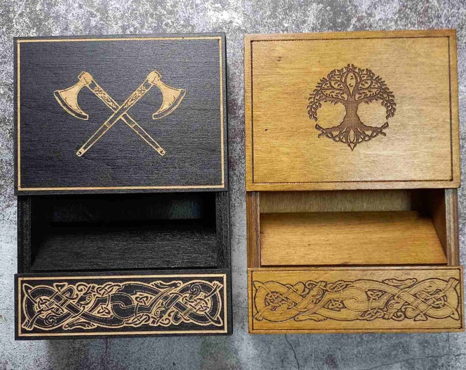 Würfelturm NUR Holz / Benutzerdefinierte Gravur Brettspiel / Würfelturm Dungeons Spiel / Drachen RPG Spiel Holz Tablett Set Würfel Geschenk Würfelbox