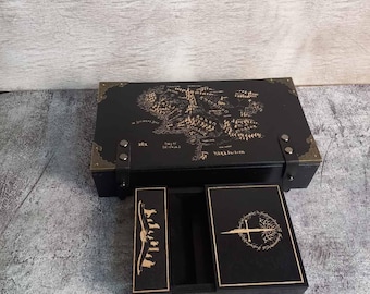 Middle-earth map board game  logo Tray and Tower Handmade Custom Engraving Dice  Engraving Dice Tray  lord of the ring custom Best Dnd Gift