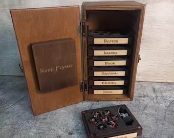 DND Dice Cabinet Storage, Dice Organizer Wood, Dice Display Case, Dice Tray Storage Box RPG Accessories, Dungeon Master Gift Tabletop Gaming