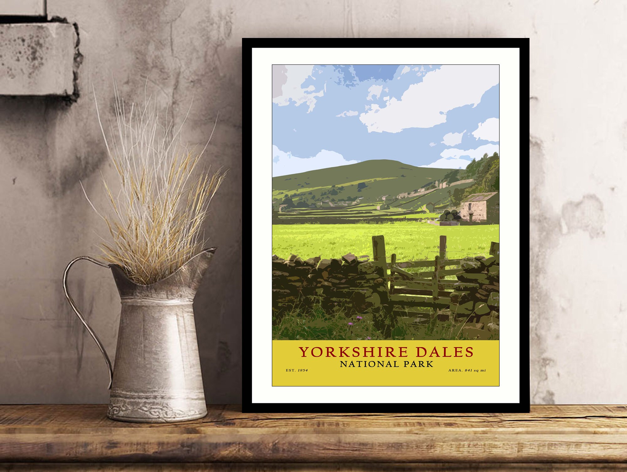 Vintage style Poster Yorkshire Dales national park Poster | Etsy