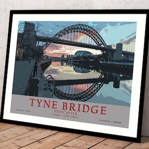 Vintage style Poster, Tyne bridge, Poster, Art print, Travel Poster.