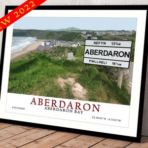 Vintage style Poster, Aberdaron, Poster, Art print, Travel Poster.