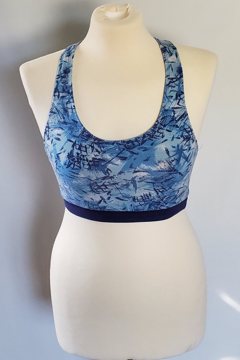 Jacques Moret Vintage 90's Blue Design Sports Bra Medium | Etsy