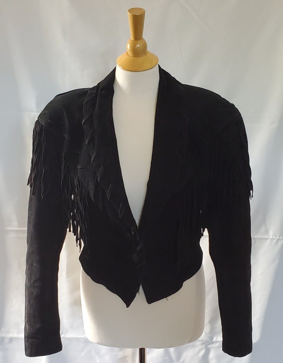 Vintage 80's Fringe Crop Top Geuine Pig Split Leat