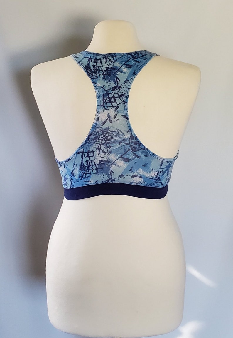 Jacques Moret Vintage 90's Blue Design Sports Bra Medium | Etsy