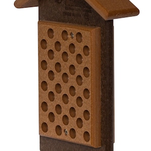 Karmnik dla ptaków Glori-Be&#39;s Double Peanut Butter JAR wykonany z drewna poliestrowego, ręcznie robiony przez Amishów, 5&quot; szer. x 10,5&quot; wys., cedr i brąz