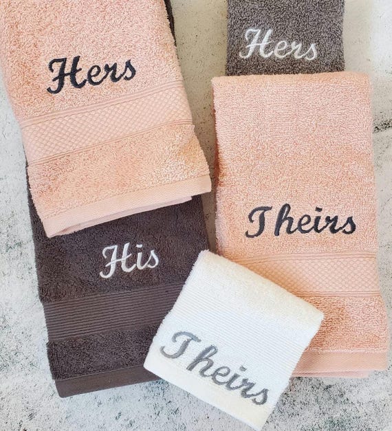 Personalized towels | Non binary accessories | Theirs, Hers, His | Pronoun gifts | Hand towels | Personalized Wedding gift | Towel set