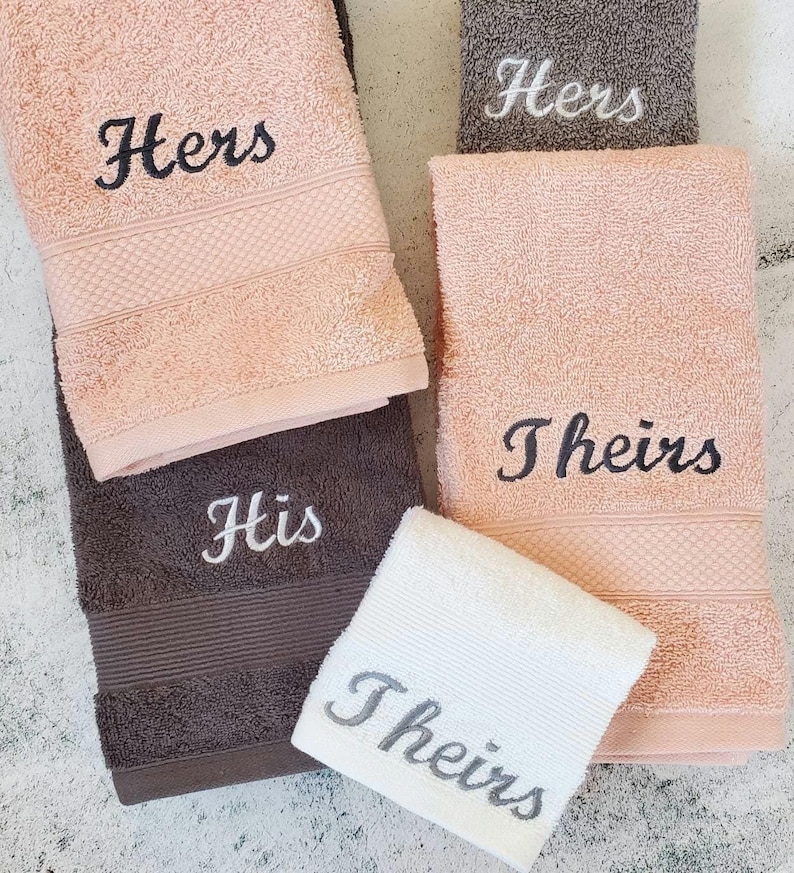 Embroidered Pronoun Hand Towel | Personalized Wedding Gift | Non binary gifts image 1