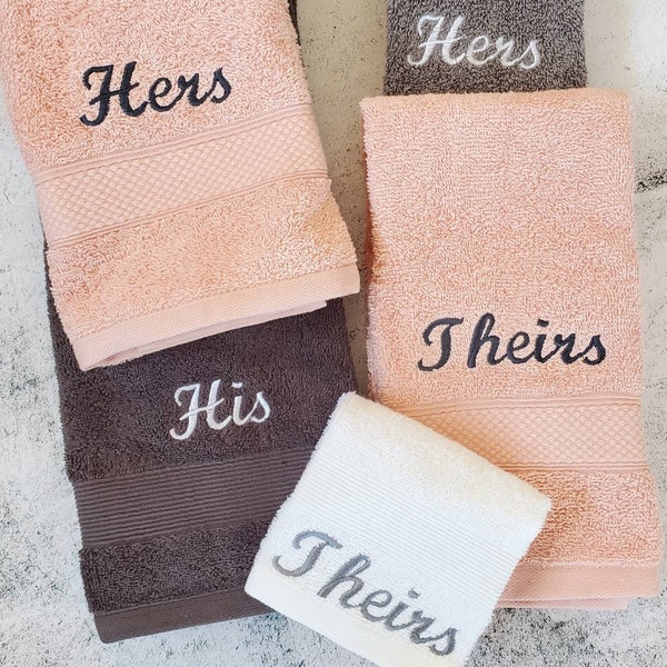Personalized towels | Non binary accessories | Theirs, Hers, His | Pronoun gifts | Hand towels | Personalized Wedding gift | Towel set
