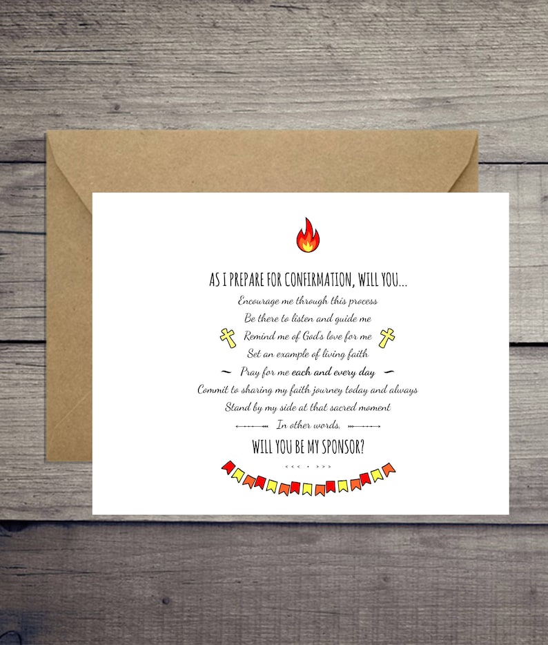 Will You be my Confirmation Sponsor Card | Etsy