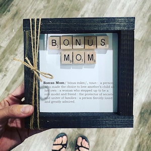 Personalized Bonus Mom Definition Scrabble Wood Sign