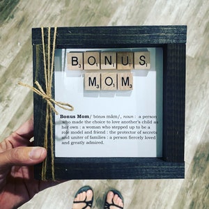 Personalized Bonus Mom Definition Scrabble Sign, Birthday, Mother’s Day Gift, Christmas, Valentine, Xmas, Stepmom, Holiday, In Law, Friend