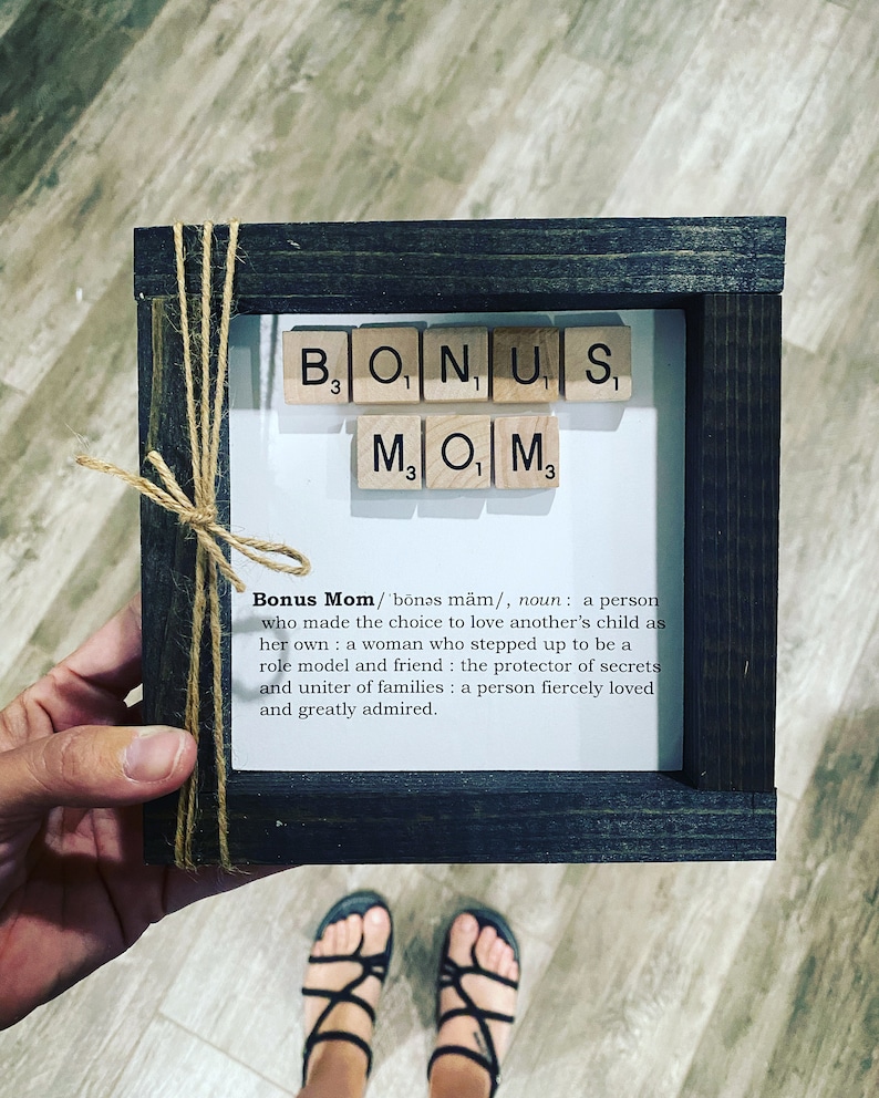 Personalized Bonus Mom Definition Scrabble Sign, Birthday, Mothers Day Custom Gift, Christmas, Hanukkah, Valentines, Stepmom, Holiday, Xmas image 1