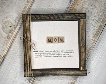 Mom Christmas Gift, Mother's Day Gift, Mom Definition Sign, Mom's Day, Mom Scrabble Frame, Mother Frame