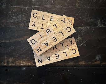 Clean Dirty Dishwasher Magnet: Scrabble Tile Fridge Decor