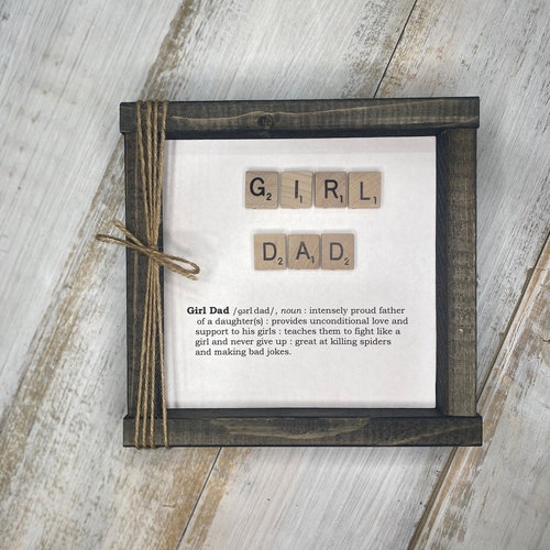 Personalized Girl Dad Definition Scrabble Sign Birthday Etsy