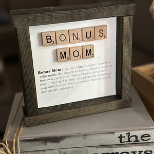 Personalized Bonus Mom Definition Scrabble Sign, Birthday, Mothers Day Custom Gift, Christmas, Hanukkah, Valentines, Stepmom, Holiday, Xmas image 3