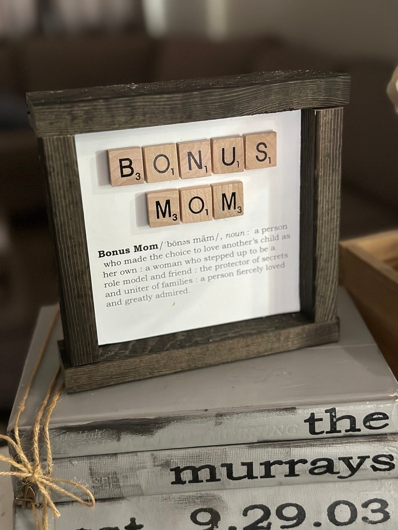 Personalized Bonus Mom Definition Scrabble Sign, Birthday, Mothers Day Custom Gift, Christmas, Hanukkah, Valentines, Stepmom, Holiday, Xmas image 3