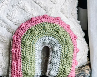 Summer of 77 Rainbow Pillow- a crocheted pillow for that special mom or baby in your life