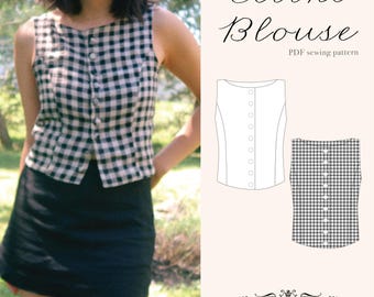 Molde em PDF para Blusa Celine | Tamanhos EUA 2-20 | Ideal para Iniciantes | Blusa de Verão com Decote Canoa