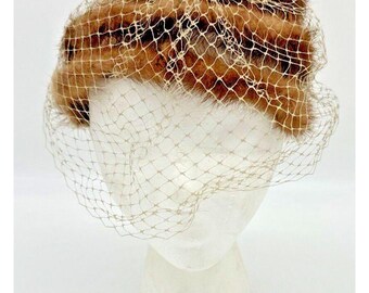 Vintage 1950s Brown Mink Fur Hat With Satin Bow Netting Vintage 1950s Brown Mink Fur Hat With Satin Bow Netting | eBay main image 3