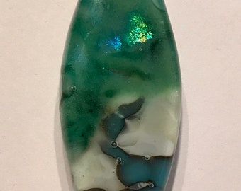 Turquoise, Cream, Dichroic Glass Pendant