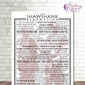 The Shawshank Redemption Movie Quotes Print // Typography Print // Movie Quotes // Quote Collage // Word Art // DIGITAL download