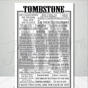 Tombstone Movie Quotes Print // Typography Print // Movie Quotes // Quote Collage // Word Art // Tombstone Art Print // Print Only