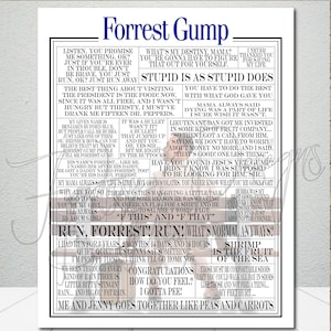 Forrest Gump Movie Quotes Print // Typography Print // Movie Quotes // Quote Collage // Word Art // Art Print // Print Only