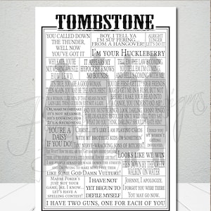 Tombstone Movie Quotes Print // Typography Print // Movie Quotes // Quote Collage // Word Art // Tombstone Art Print // DIGITAL download