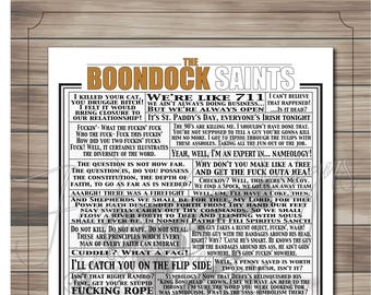 Boondock Saints Movie Quotes Print // Typography Print // Movie Quotes // Quote Collage // Word Art // Art Print // Print Only