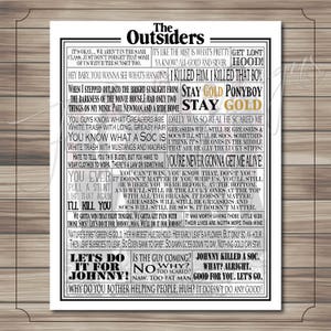 The Outsiders Movie Quotes Print // Typography Print // Movie Quotes // Quote Collage // Word Art // DIGITAL download