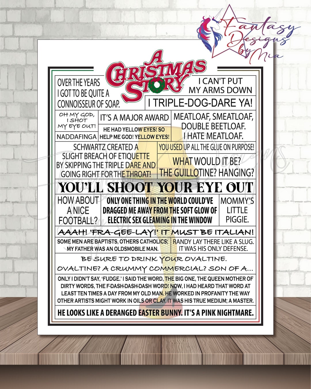 a christmas story movie quotes art print (digital download) - etsy