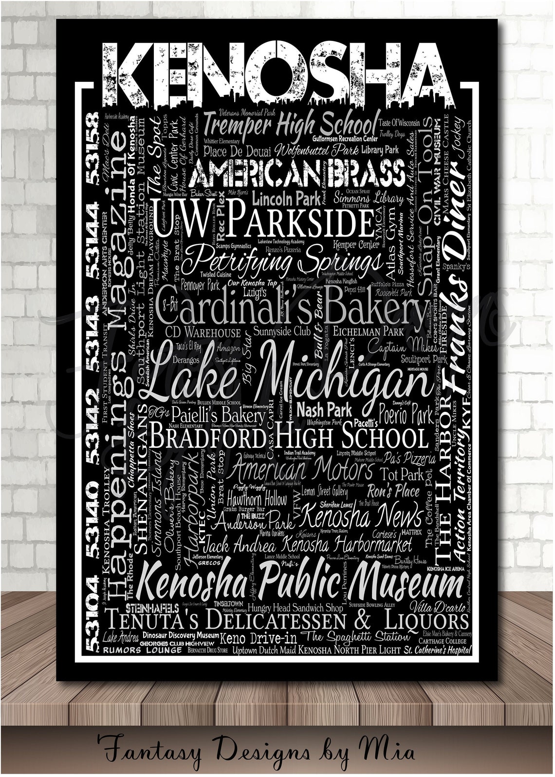 Kenosha Wall Art Kenosha Print Décor Gift Typography Etsy