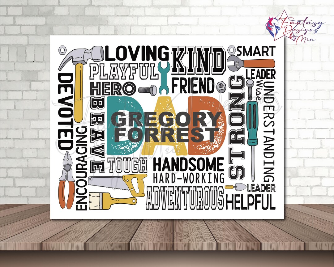 Personalized Dad Typography Print: Custom Word Art Gift - Etsy